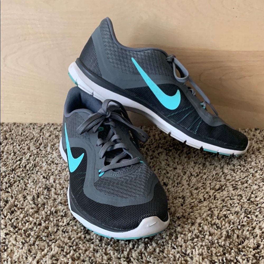 Nike Flex Training Gray and Teal Athletic Shoes
